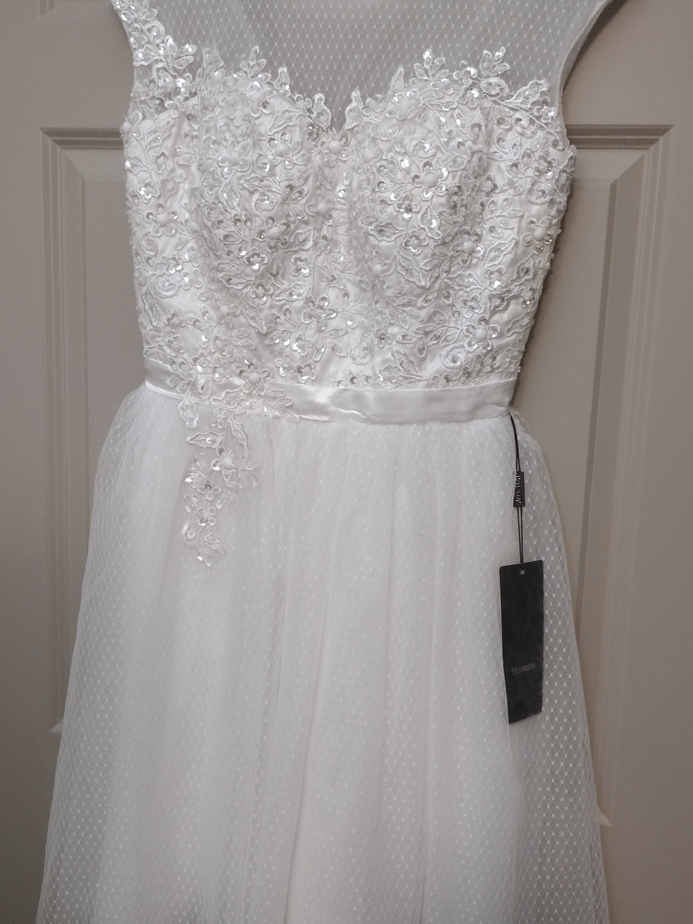Contemporary Wedding/Formal Dress with Floral Appliqué